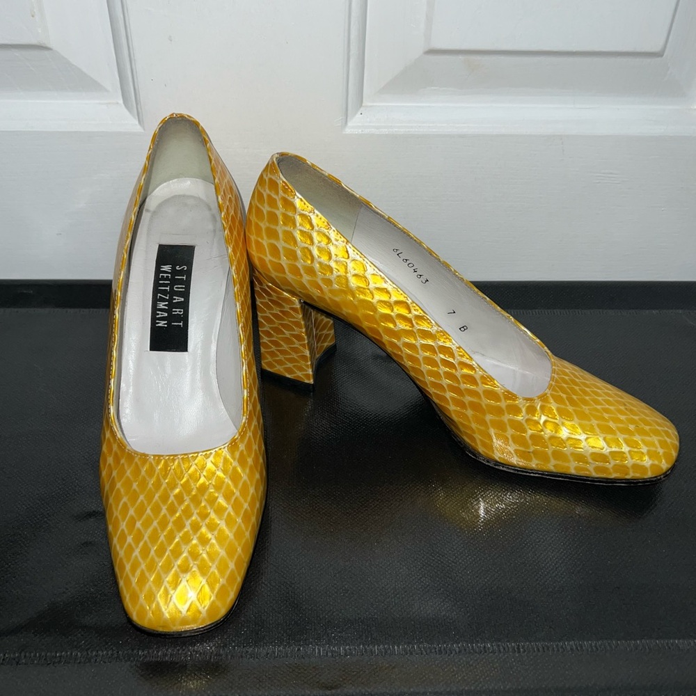 Vintage Snakeskin Stuart Weitzman Yellow Heels